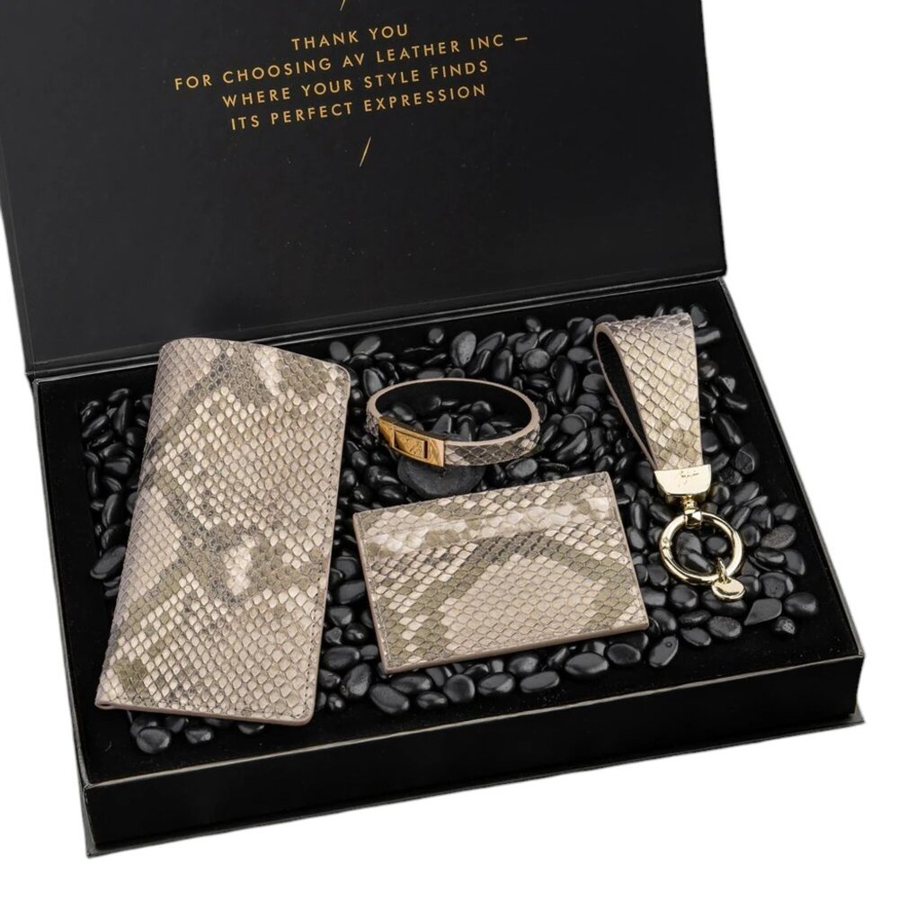 Luxury Python Leather Gift Set – Handmade & Elegant - Desert Camo Color